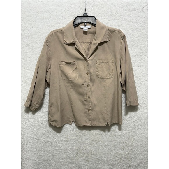 Anna and Frank Womens Silk Shirt Blouse Top XL Collared Button Up Pocketed - Picture 1 of 7
